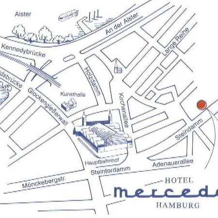 Szálloda Mercedes/centrum Hamburg